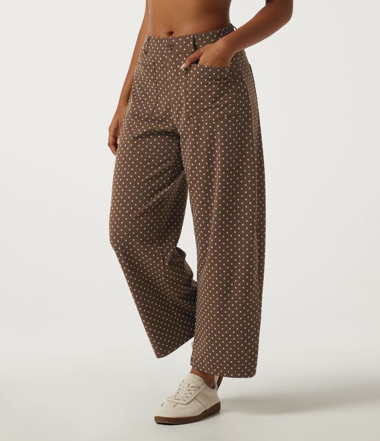 Halara UltraSculpt™ Mid Rise Barrel Leg Polka Dot Casual Pants with Pockets