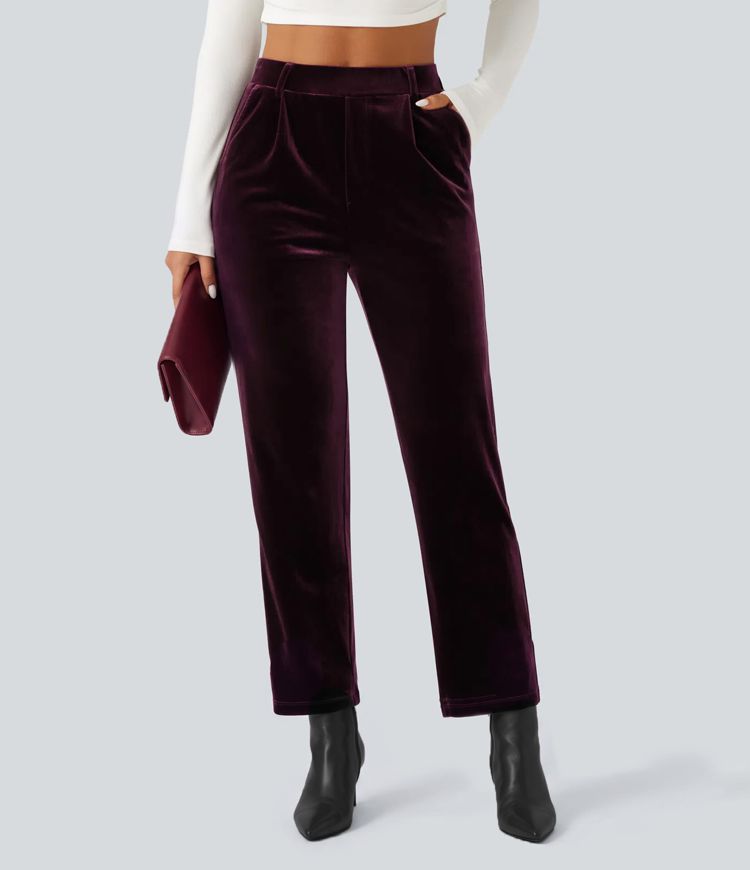 Halara Flex™ High Waisted Velvet Work Trousers with Pockets
