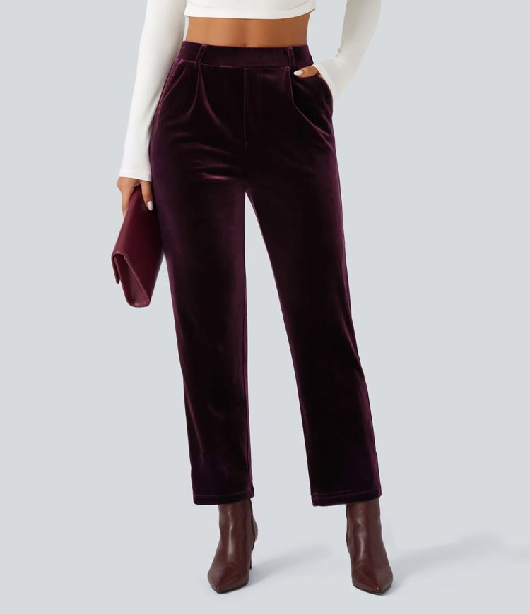 Halara Flex™ High Waisted Velvet Work Trousers with Pockets